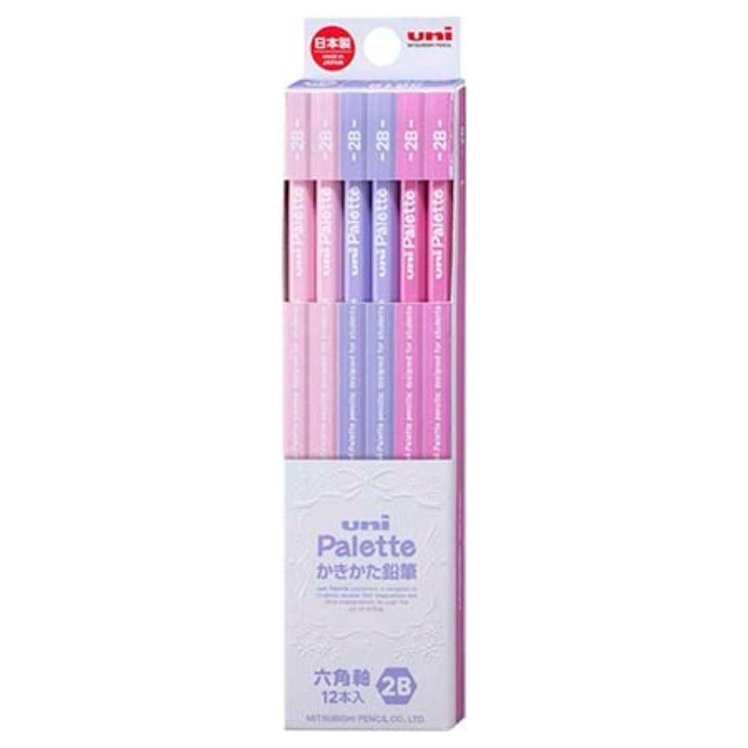 鉛筆 六角軸えんぴつ12本セット 2B uni Palette ラベンダー 三菱鉛筆 かきかた鉛筆 新学期準備文具 小学生 グッズ メール便可 シネマコレクション