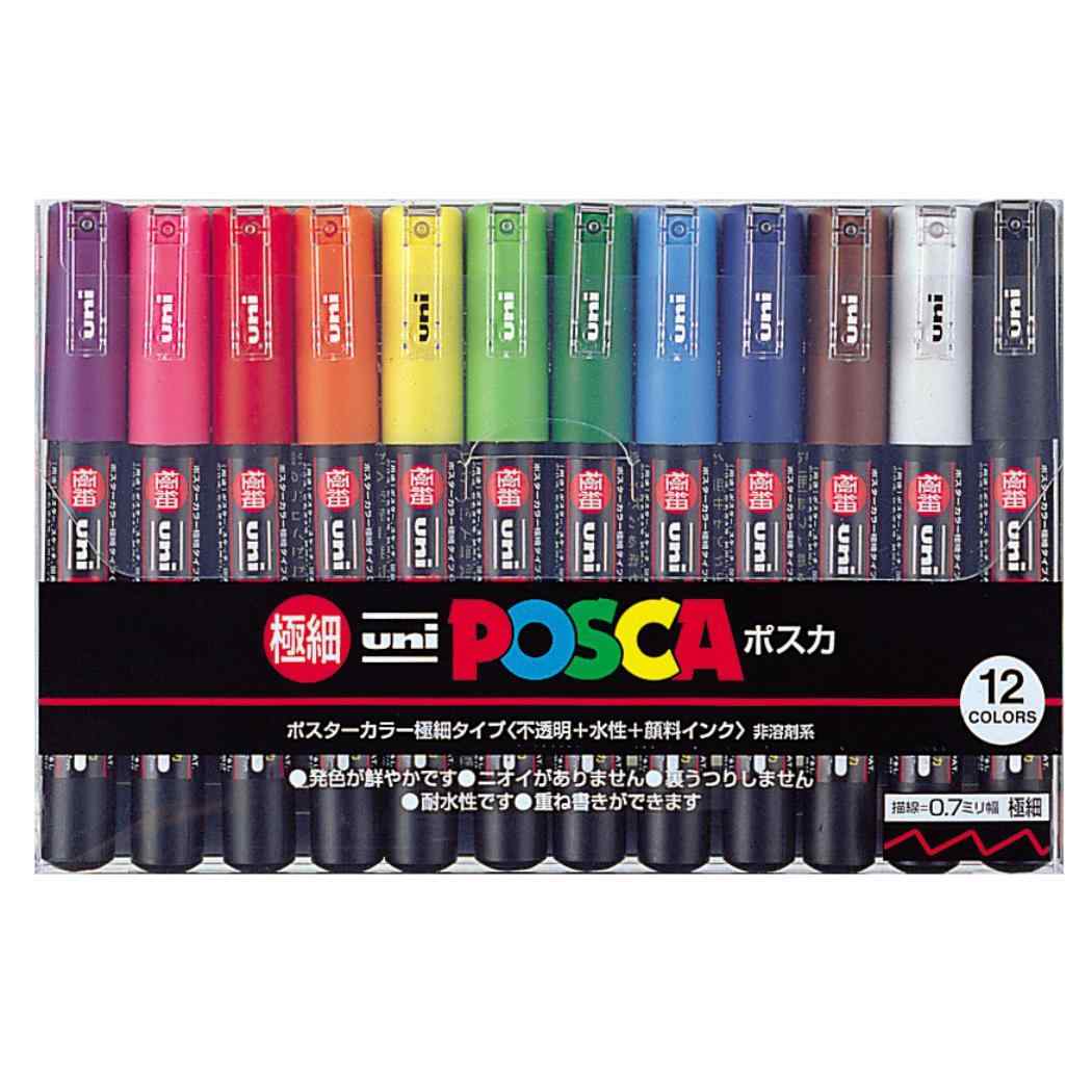 POSKA ポスカ 水性サインペン 極細 12色セット 三菱鉛筆 新学期準備文具 事務用品 小学生 中学生 高校生 大人 グッズ メール便可 シネマコレクション