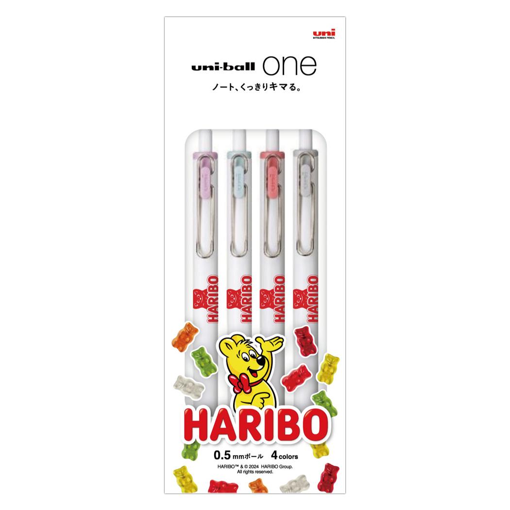 HARIBO ハリボー ボールペン ユニボールワン 0.5mm 4色セット お菓子パッケージ 三菱鉛筆 新学期準備文具 事務用品 uni-ball ONE グッズ メール便可 シネマコレクション