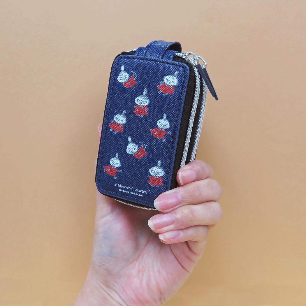 ムーミン スマートキーケース ダブルポケットキーケース リトルミイ ネイビー 北欧 三金商事 MEIHO 鍵入れ 鍵ケース カー用品 キャラクター グッズ シネマコレクション