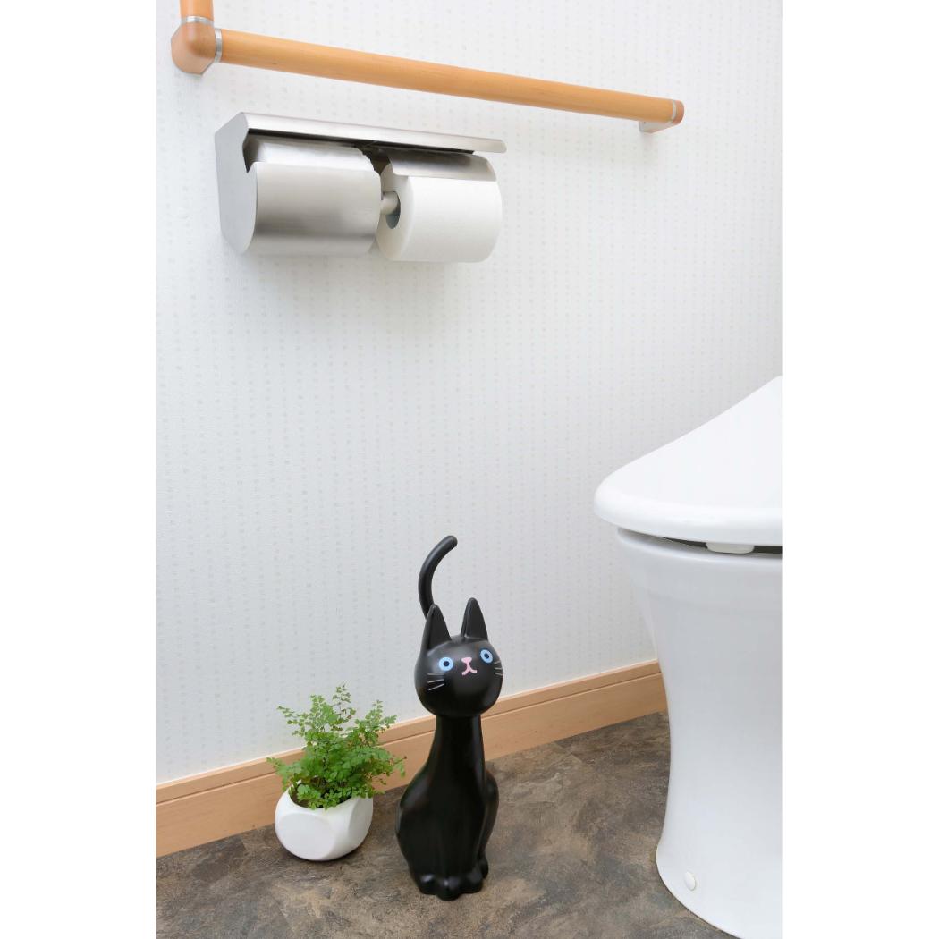 トイレ用品 ねこのトイレブラシ クロ ねこ 三金商事 MEIHO ブラシ付き かわいい グッズ シネマコレクション