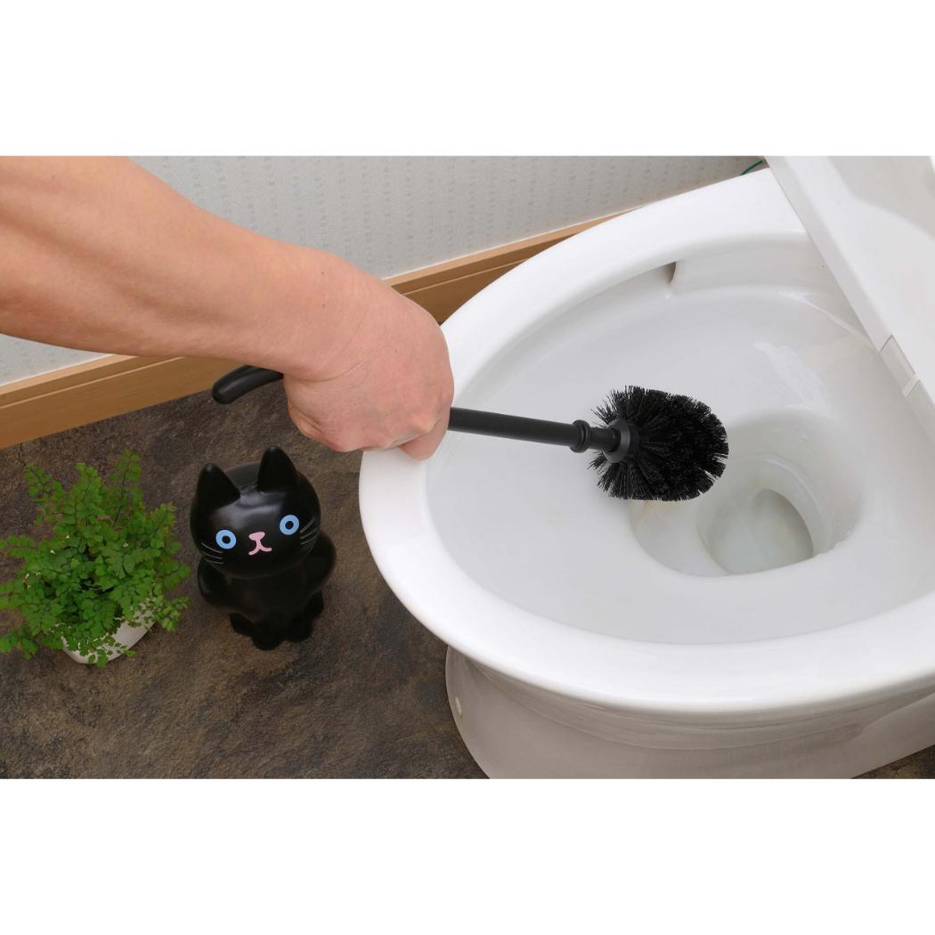 トイレ用品 ねこのトイレブラシ クロ ねこ 三金商事 MEIHO ブラシ付き かわいい グッズ シネマコレクション