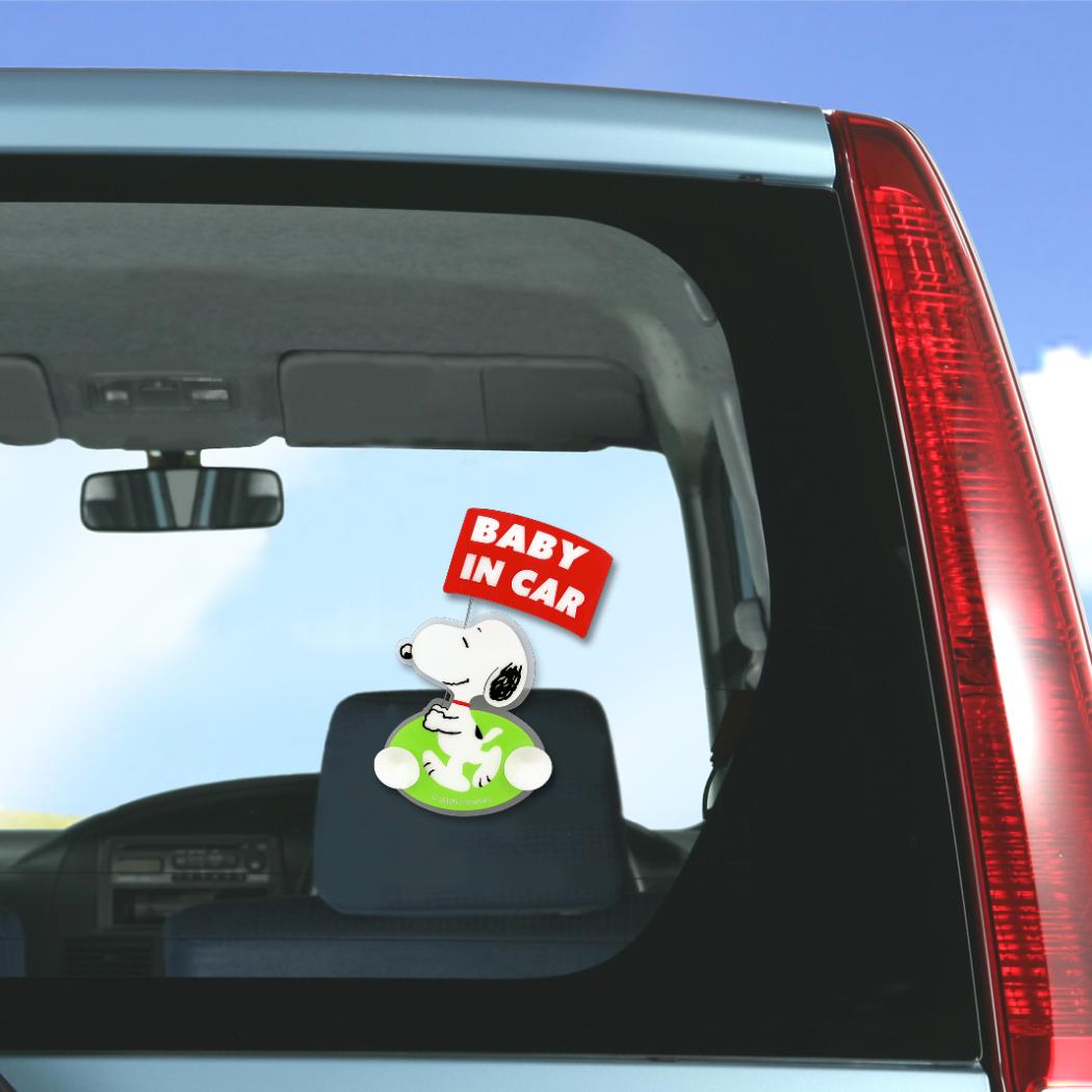 スヌーピー カー用品 スイングセーフティサイン フラッグ BABY IN CAR ピーナッツ 三金商事