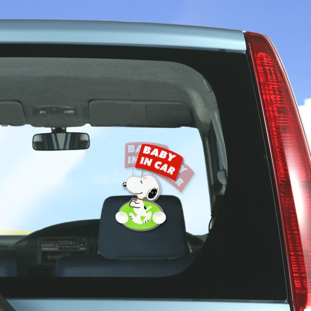スヌーピー カー用品 スイングセーフティサイン フラッグ BABY IN CAR ピーナッツ 三金商事