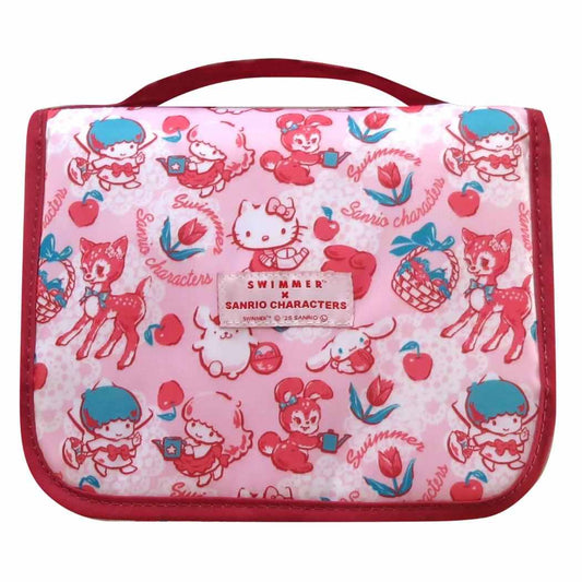 スイマーxサンリオキャラクターズ ハンギングポーチ トラベルポーチ ピンク SWIMMERxSANRIO 三金商事 吊り下げポーチ 小物入れ 旅行 合宿 キャラクター グッズ メール便可 シネマコレクション