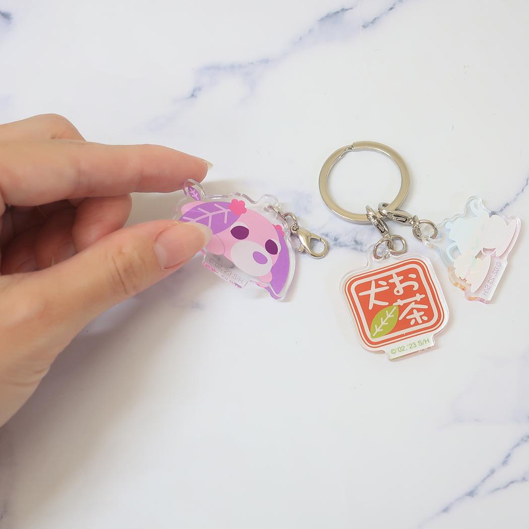 【お一人様1つ限り】お茶犬 ボンボンドロップシール たべもの 1シート付!キーリング セット