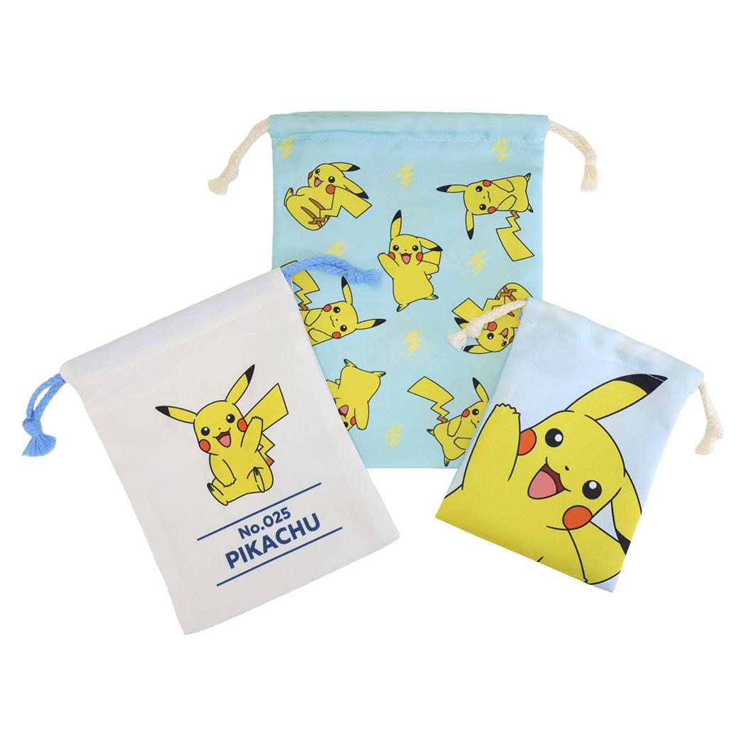 ポケットモンスター 巾着袋 3P巾着 ピカチュウ ポケモン マリモクラフト