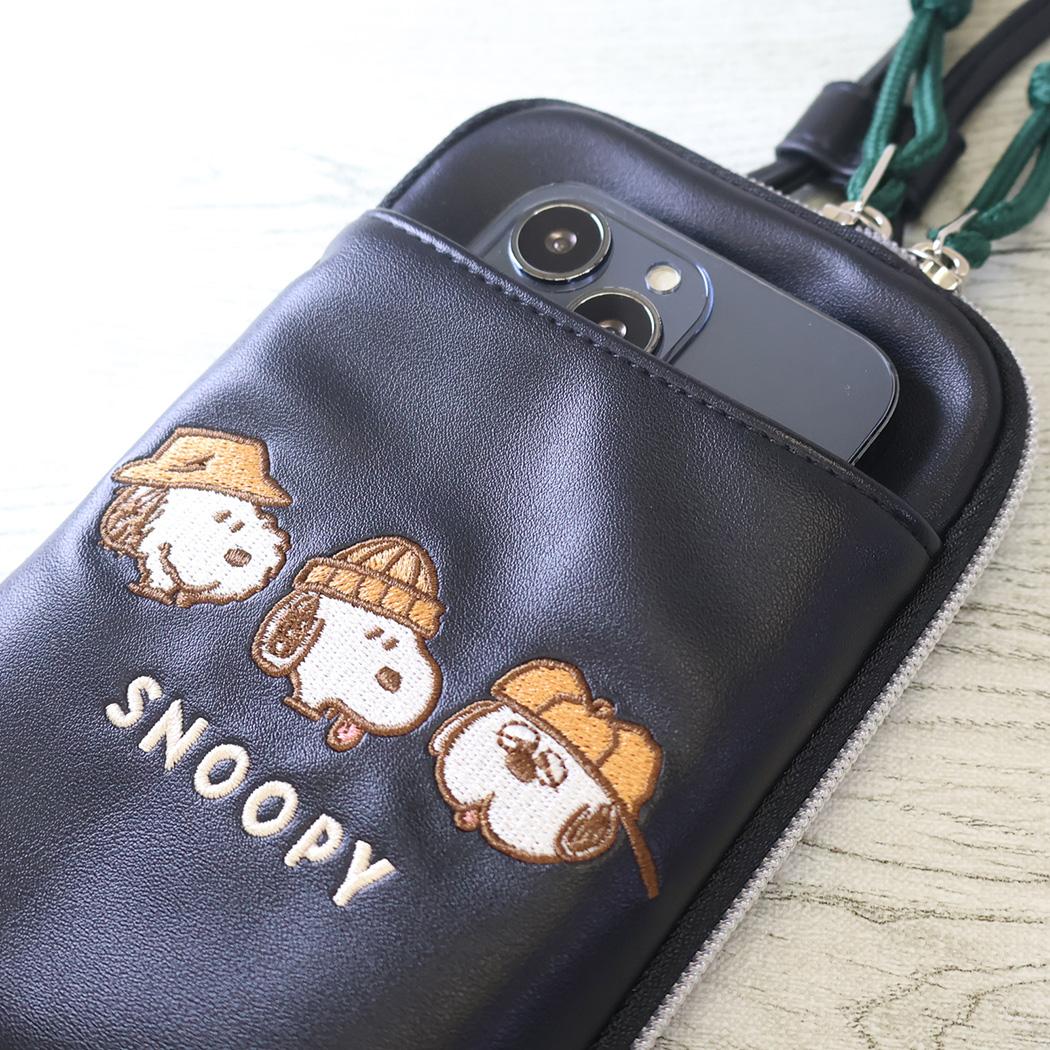 スヌーピー 斜め掛けかばん スマホショルダー アウトドアシリーズ ピーナッツ マリモクラフト