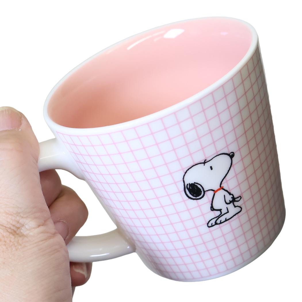 スヌーピー マグカップ ペンシルチェックマグ ピンク ピーナッツ マリモクラフト