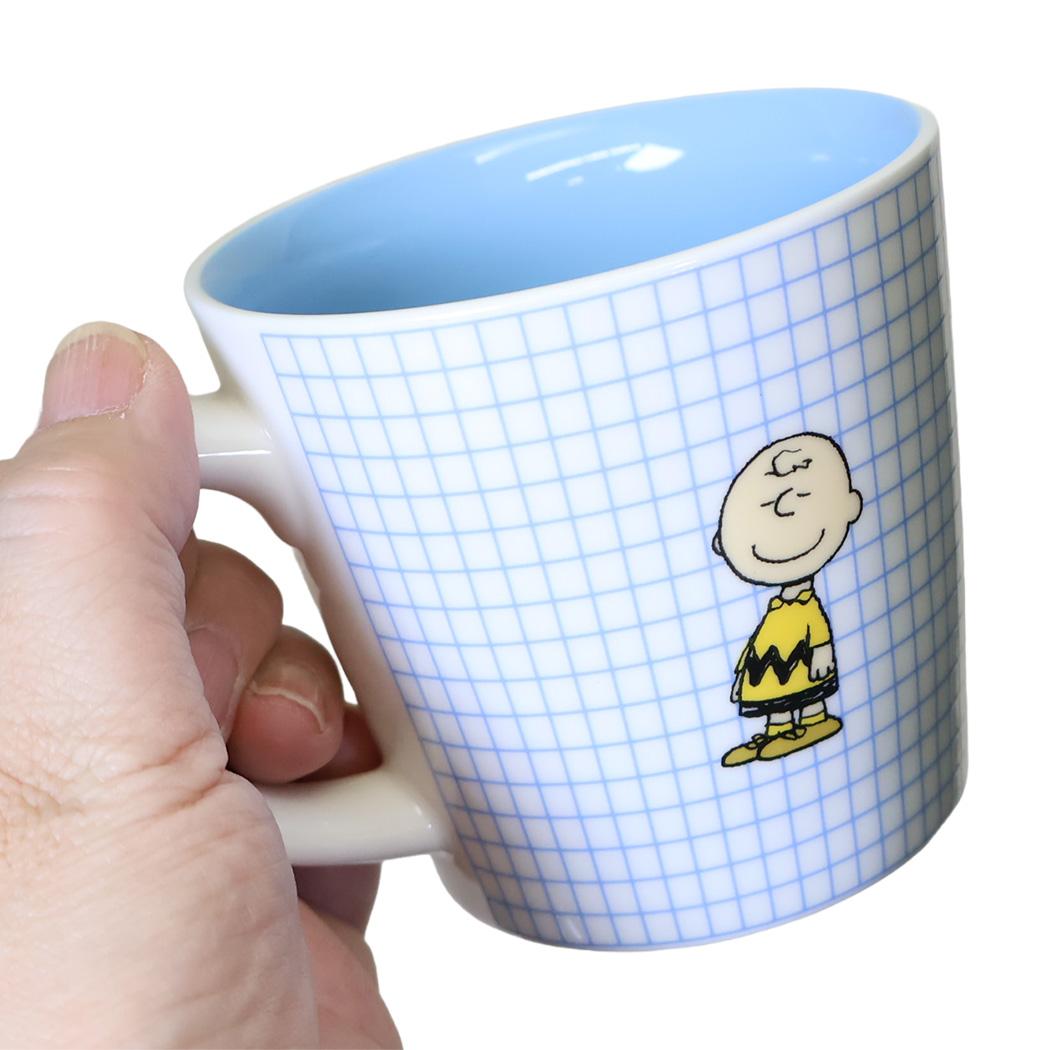 スヌーピー マグカップ ペンシルチェックマグ ブルー チャーリーブラウン ピーナッツ マリモクラフト