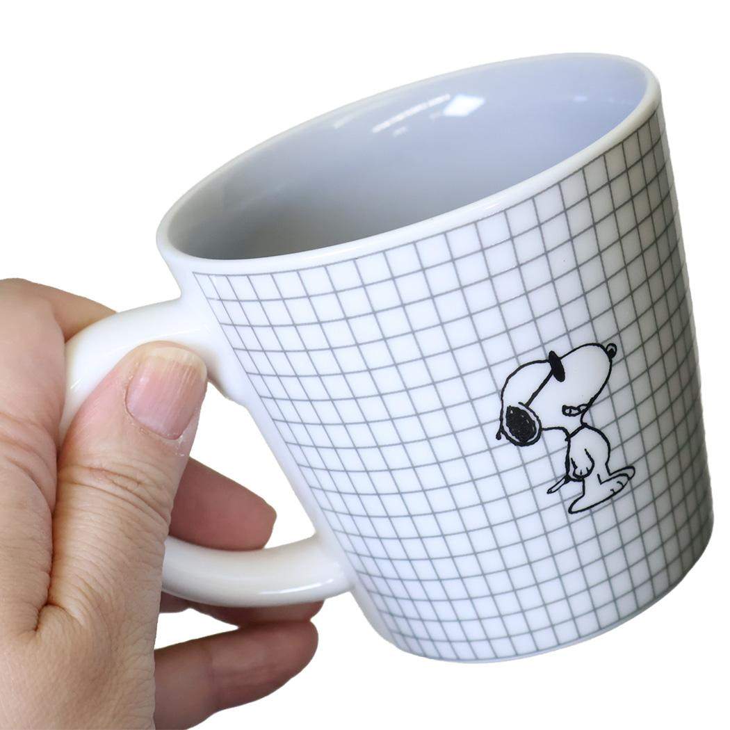 スヌーピー マグカップ ペンシルチェックマグ グレー ジョークール ピーナッツ マリモクラフト