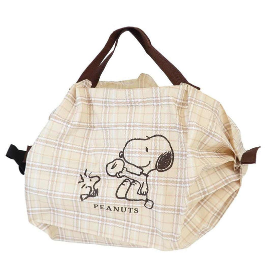 スヌーピー エコバッグ シュパットバッグ shupatto bag Sサイズ BE チェック ピーナッツ マリモクラフト