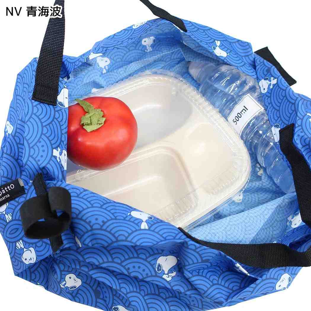 スヌーピー エコバッグ シュパットバッグ shupatto bag Sサイズ NV 青海波 ピーナッツ マリモクラフト