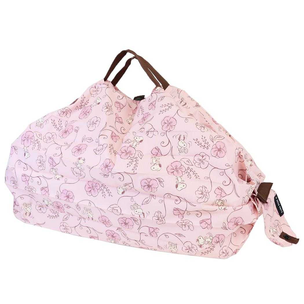 スヌーピー エコバッグ シュパットバッグ shupatto bag Mサイズ PK フラワー ピーナッツ マリモクラフト
