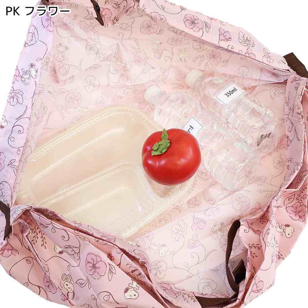 スヌーピー エコバッグ シュパットバッグ shupatto bag Mサイズ PK フラワー ピーナッツ マリモクラフト
