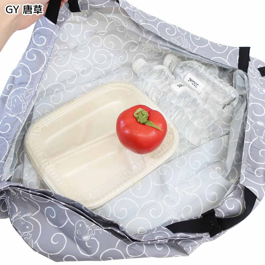 スヌーピー エコバッグ シュパットバッグ shupatto bag Mサイズ GY 唐草 ピーナッツ マリモクラフト
