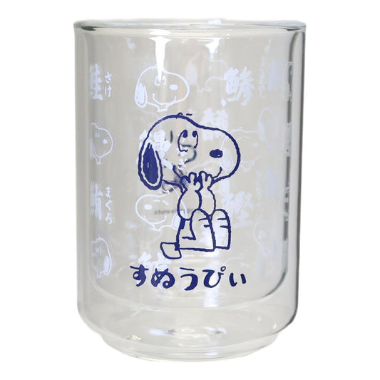 スヌーピー ガラスコップ ダブルウォールフリーカップL 漢字 ピーナッツ マリモクラフト