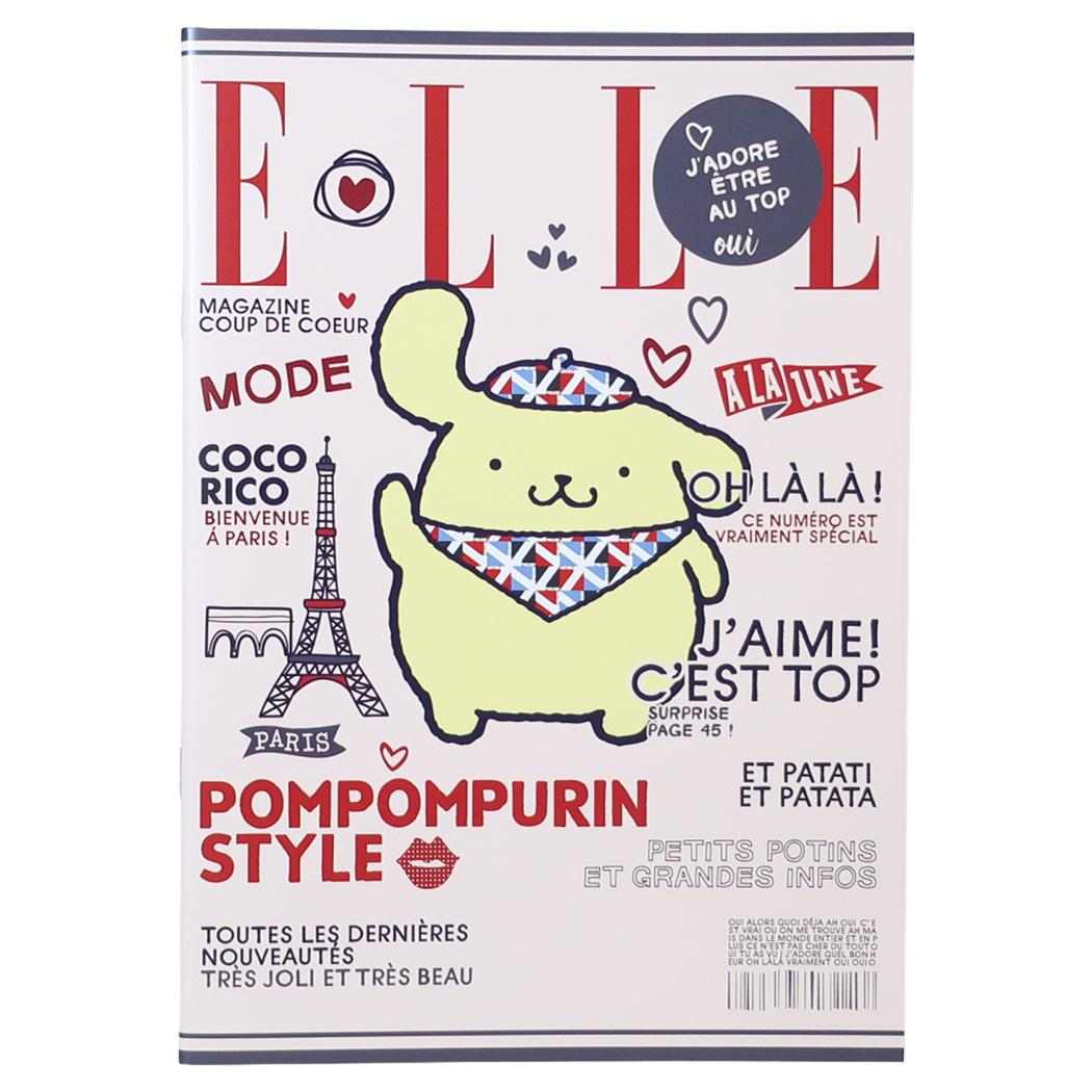 ELLExポムポムプリン 横罫ノート A5ノート 雑誌風 サンリオ マリモクラフト