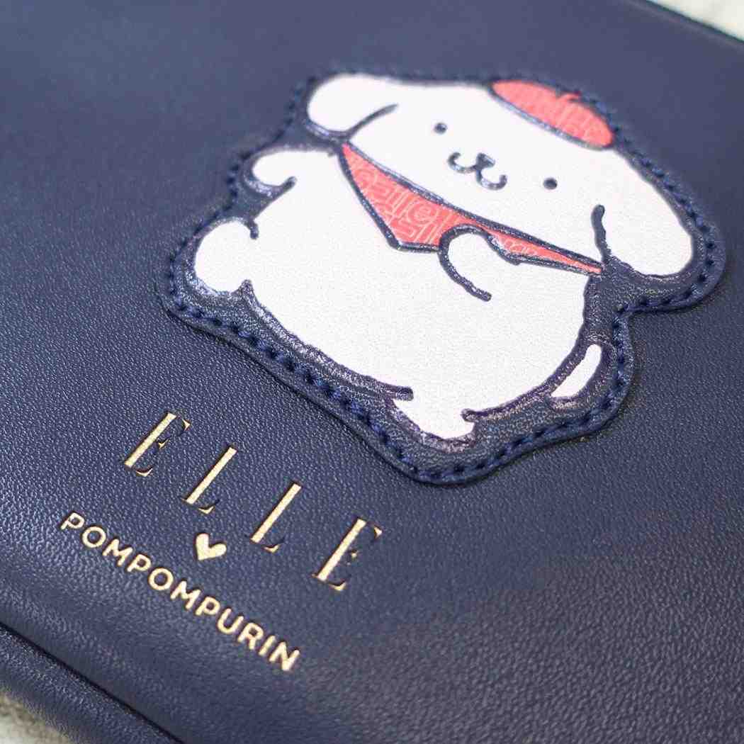 ELLExポムポムプリン コスメポーチ チャーム付き 3ポケットポーチ サンリオ マリモクラフト