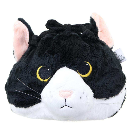 ワンダフルピース きんちゃく ファー生地巾着 もふっと白黒猫 ねこ 丸眞 プレゼント 小物入れ グッズ シネマコレクション