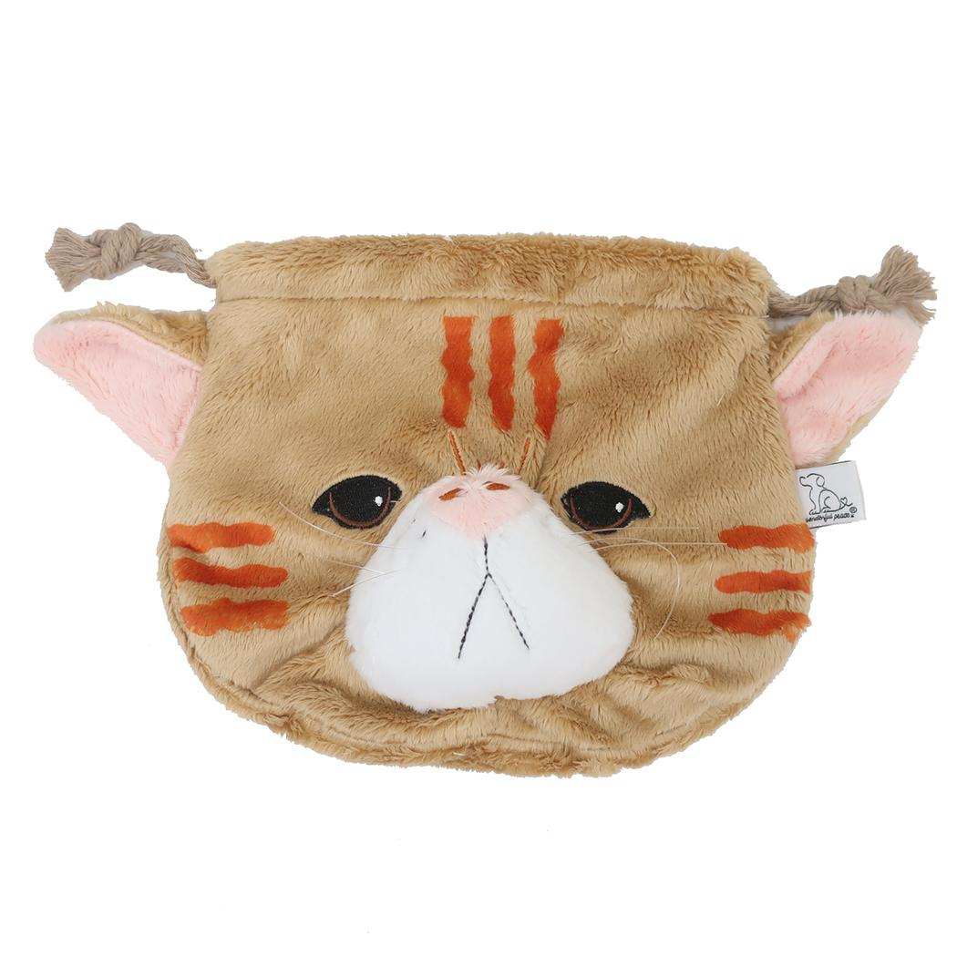 ワンダフルピース きんちゃく ファー生地巾着 もふっとエキゾチック ねこ 丸眞 プレゼント 小物入れ グッズ シネマコレクション
