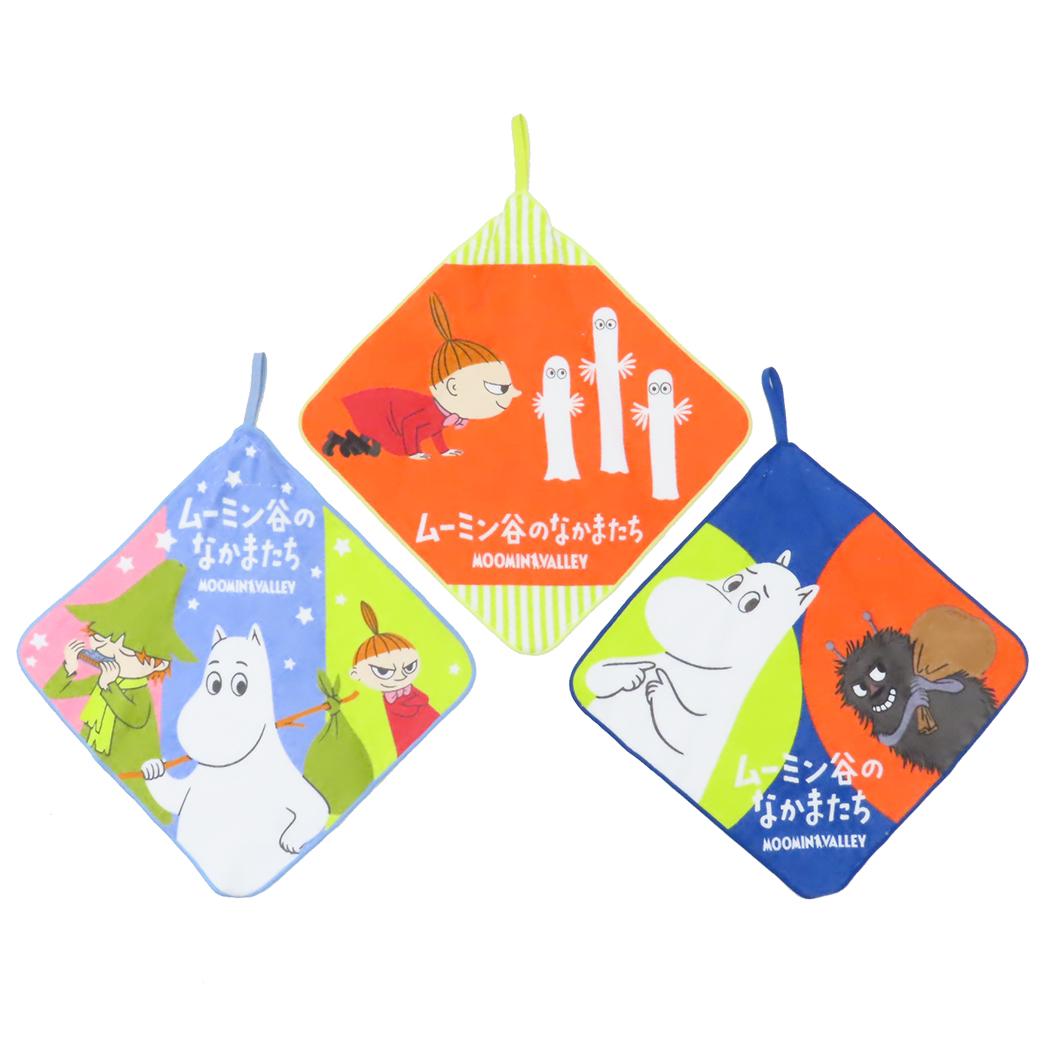 ムーミン ループタオル ループ付きタオル 3枚組 カラフルななかまたち 北欧 丸眞 入園入学準備雑貨 キャラクター グッズ メール便可 シネマコレクション