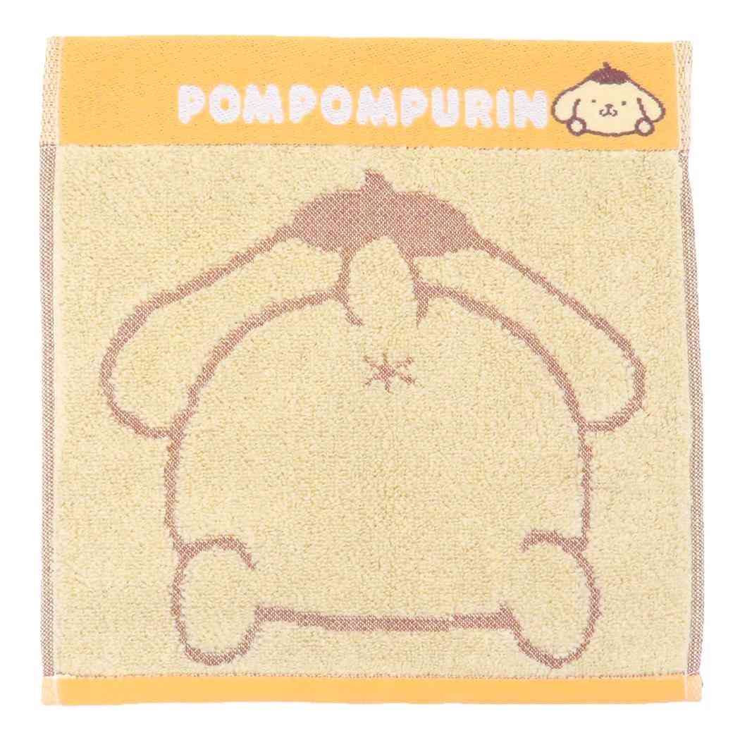 ポムポムプリン ハンドタオル 無撚糸パイルジャカード ミニタオル オーガニックコットン プリティヒッププリン サンリオ 丸眞 抗菌防臭加工 アップリケ刺繍 キャラクター グッズ メール便可 シネマコレクション