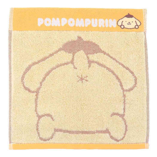 ポムポムプリン ハンドタオル 無撚糸パイルジャカード ミニタオル オーガニックコットン プリティヒッププリン サンリオ 丸眞 抗菌防臭加工 アップリケ刺繍 キャラクター グッズ メール便可 シネマコレクション