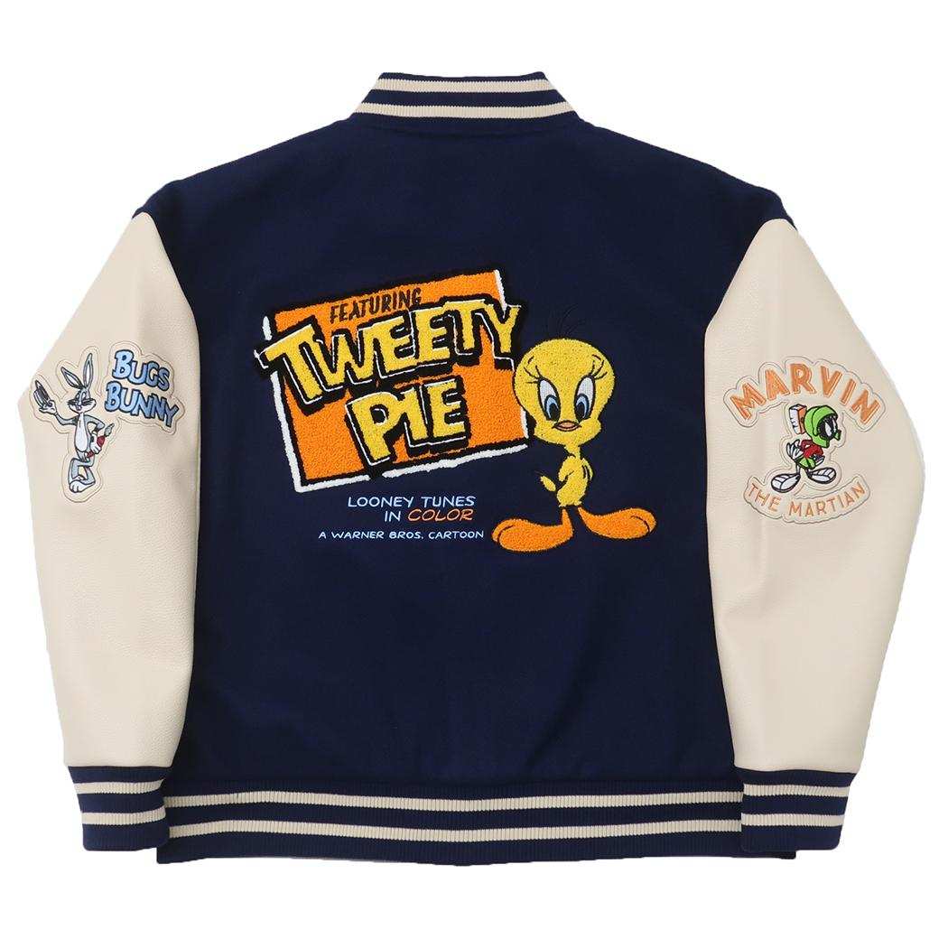 ルーニーテューンズ アウター レディース スタジャン フィーチャリングトゥイーティーパイ L LOONEY TUNES 丸眞 プレゼント スカジャン オーバーサイズ キャラクター グッズ シネマコレクション