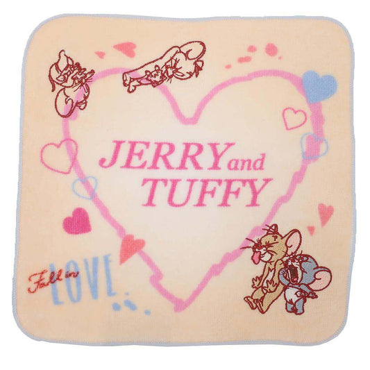 トムとジェリー ミニタオル オーガニックコットンシャーリング生地ハンカチタオル ピンクハートヨーン ワーナーブラザース 丸眞 汗拭きタオル キャラクター グッズ メール便可 シネマコレクション