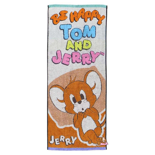 トムとジェリー フェイスタオル ジャガードロングタオル オーガニックコットン ビーハッピー ジェリー ワーナーブラザース 丸眞 新生活 キャラクター グッズ メール便可 シネマコレクション