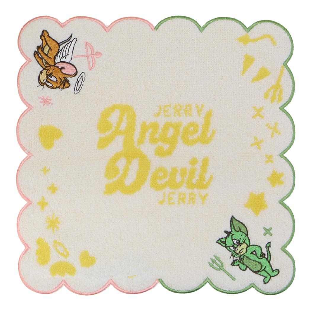 トムとジェリー ミニタオル ジャガードハンカチタオル オーガニックコットン エンジェル＆デビル ジェリー ワーナーブラザース 丸眞 かわいい キャラクター グッズ メール便可 シネマコレクション