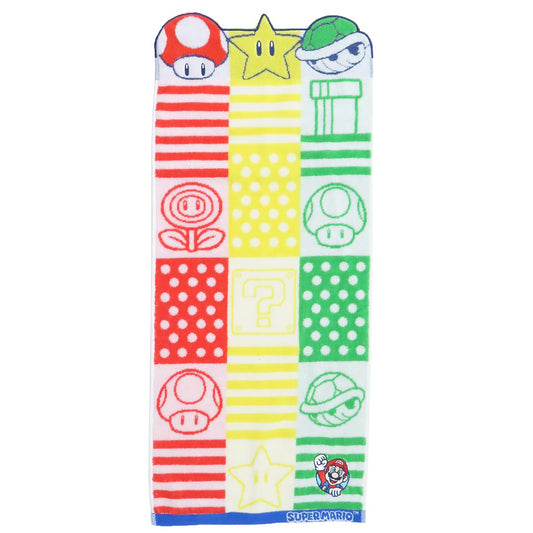 スーパーマリオブラザーズ フェイスタオル ジャガードロングタオル シャンブルマリオ 丸眞 新生活雑貨 キャラクター グッズ メール便可 シネマコレクション