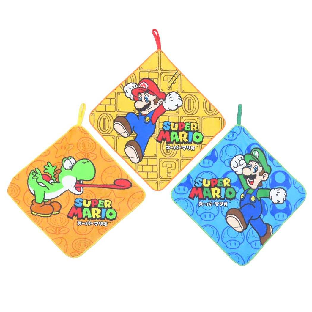 スーパーマリオ ループタオル レッツチャレンジ 3枚組 丸眞 入園入学準備雑貨 キャラクター グッズ シネマコレクション