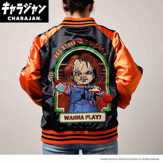 CHUCKY チャッキー アウター スカジャン クレイジープレイ 丸眞 メンズ レディース ユニセックス オーバーサイズ キャラジャン 映画キャラクター グッズ シネマコレクション