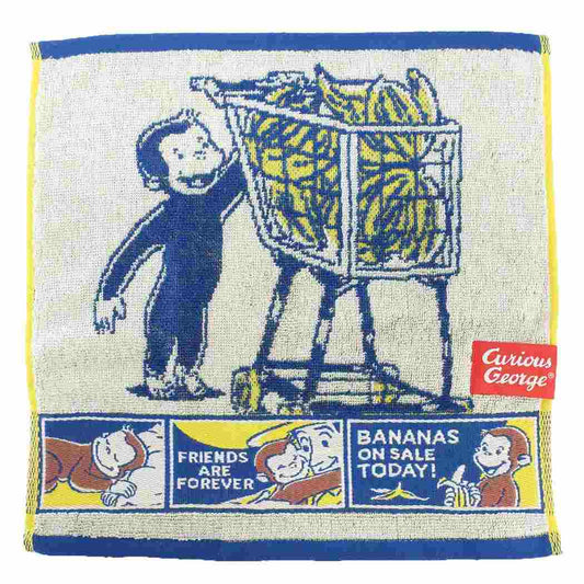 おさるのジョージハンドタオルジャガードキャリータオルコミックジョージ丸眞オーガニックコットン抗菌防臭絵本キャラクターグッズメール便可シネマコレクション