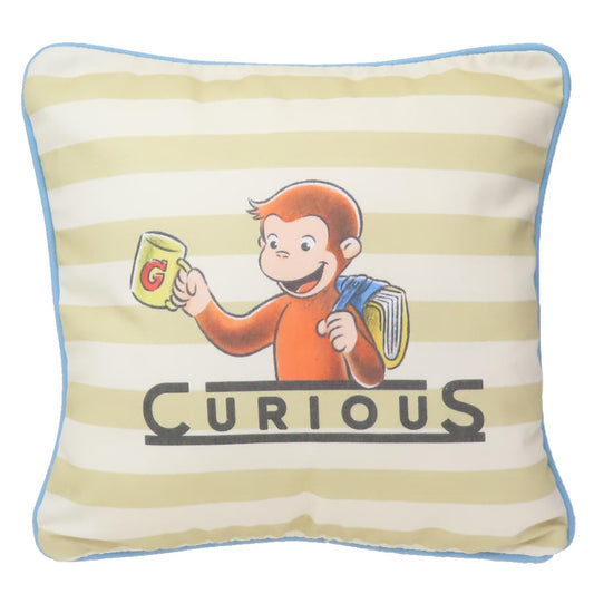 おさるのジョージ スクエアクッション クッション ブルーラインボーダー 丸眞 インテリア 絵本キャラクター グッズ シネマコレクション