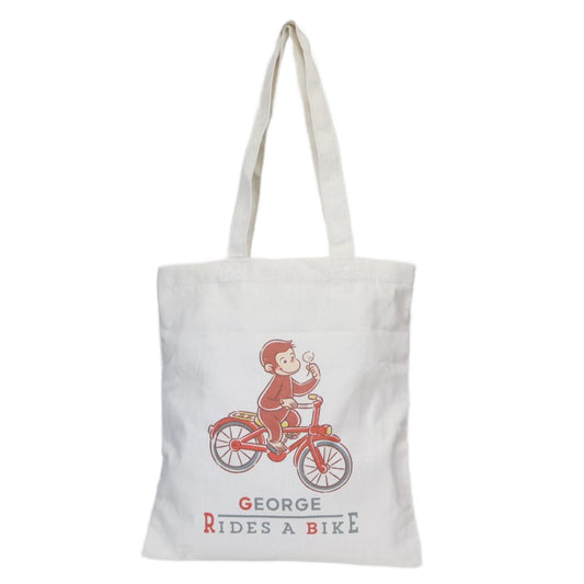 おさるのジョージ トートバッグ オーガニックコットンバッグ 花と自転車 丸眞 手提げかばん 絵本キャラクター グッズ シネマコレクション
