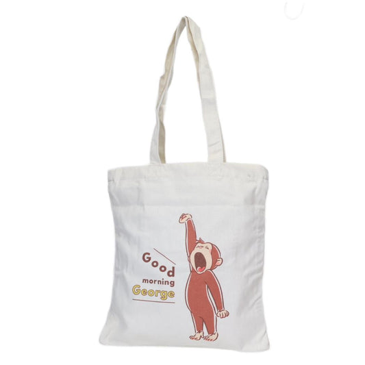 おさるのジョージ トートバッグ オーガニックコットンバッグ 背伸び 丸眞 手提げかばん 絵本キャラクター グッズ シネマコレクション