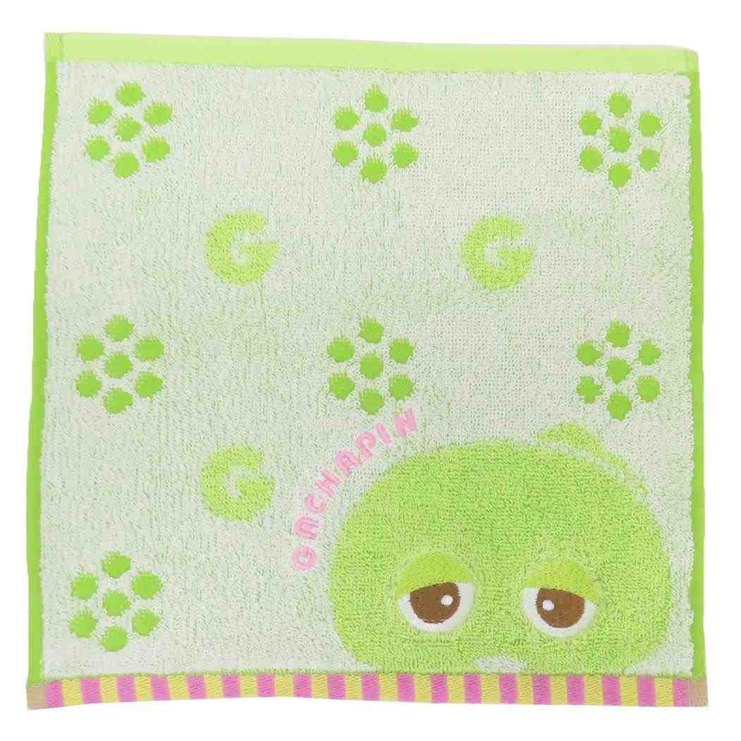 ガチャピン＆ムック ハンドタオル 甘撚糸パイルジャカード ミニタオル オーガニックコットン ひょっこりガチャピン 丸眞 抗菌防臭加工 刺繍 キャラクター グッズ メール便可 シネマコレクション