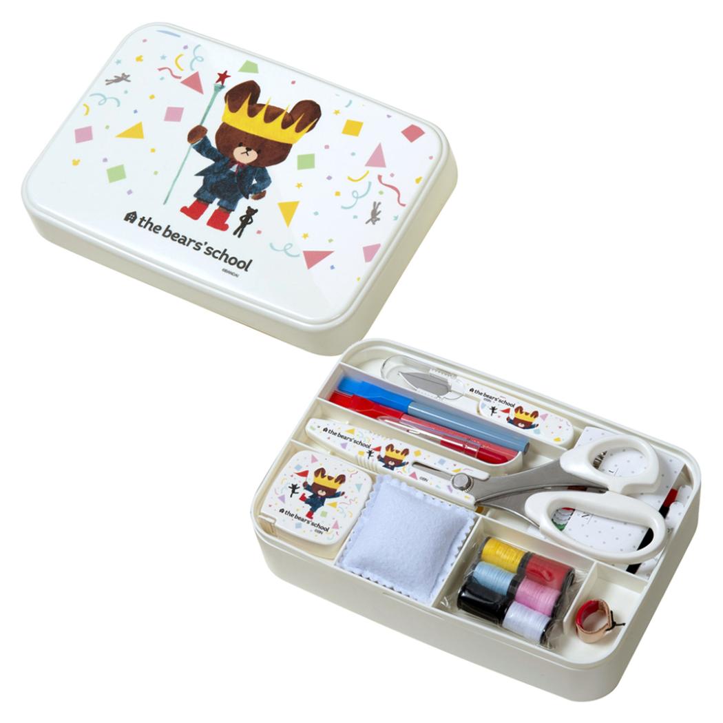 くまのがっこう 手芸用品 ソーイングセット うす型タイプ ホワイト 王冠 ミササ 裁縫セット 抗菌加工 絵本キャラクター グッズ シネマコレクション