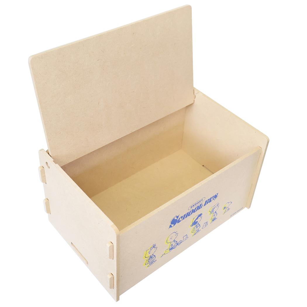 スヌーピー 収納用品 簡単組立ふた付き収納ボックス スクールバス ピーナッツ ナガノファクトリー