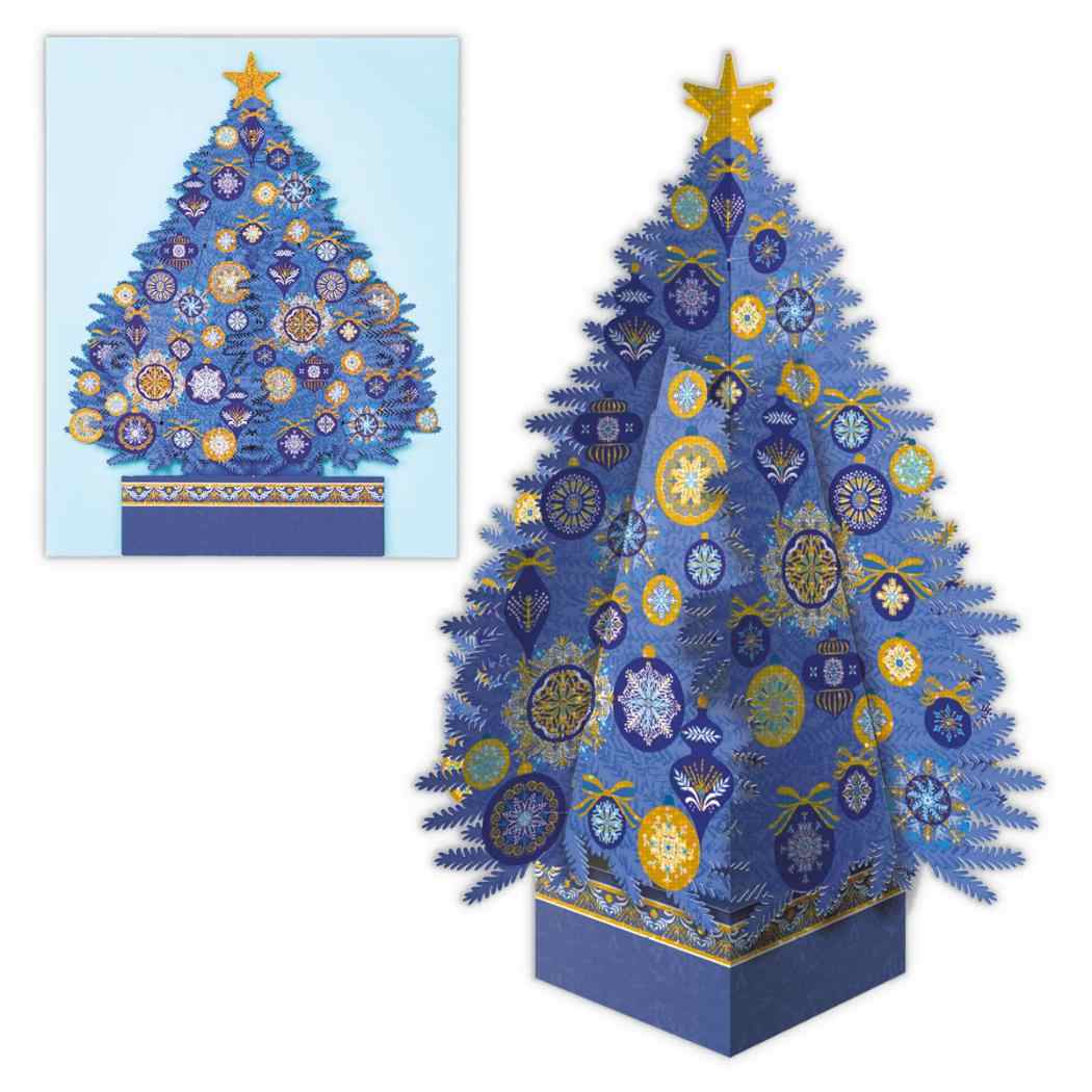 クリスマスカード レーザーカットカード 立体カード レーザー 箔ブルーツリー 日本ホールマーク Xmas メッセージカード グッズ メール便可 シネマコレクション