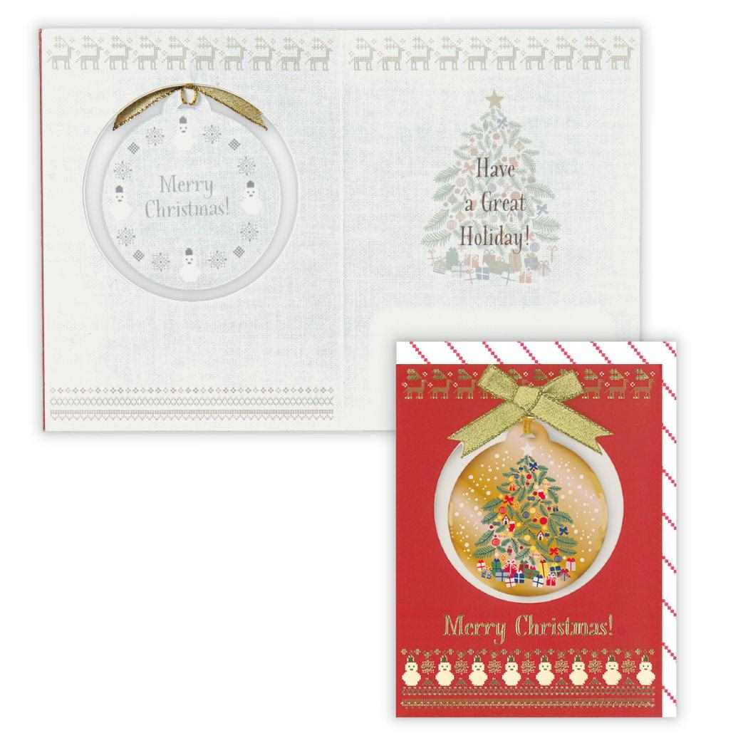 クリスマスカード 二つ折りカード レッドツリーオーナメント2 日本ホールマーク Xmas メッセージカード グッズ メール便可 シネマコレクション