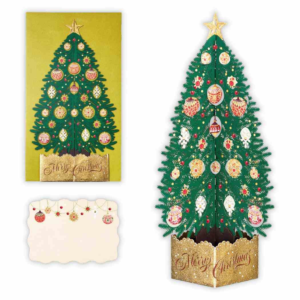 クリスマスカード レーザーカットカード 立体カード レーザーグリーンツリー3 日本ホールマーク Xmas メッセージカード グッズ メール便可 シネマコレクション