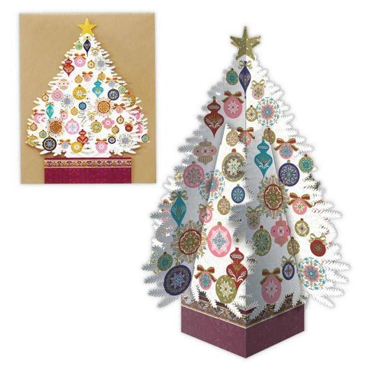 クリスマスカード レーザーカットカード 立体カード レーザー 箔ホワイトツリー 日本ホールマーク Xmas メッセージカード グッズ メール便可 シネマコレクション