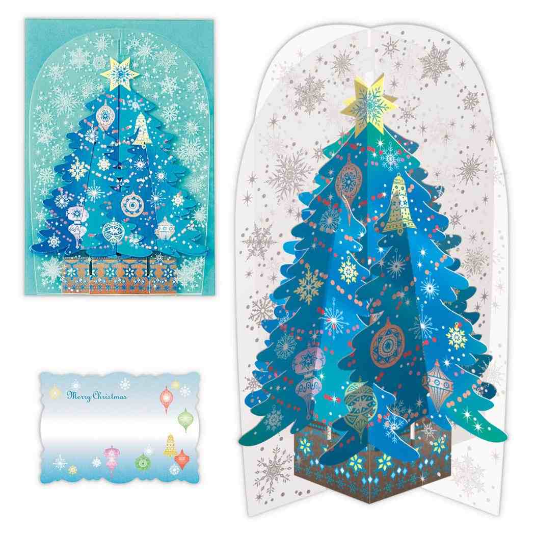 クリスマスカード クリスマスツリーカード 立体カード ブルースノーツリー 日本ホールマーク Xmas メッセージカード グッズ メール便可 シネマコレクション
