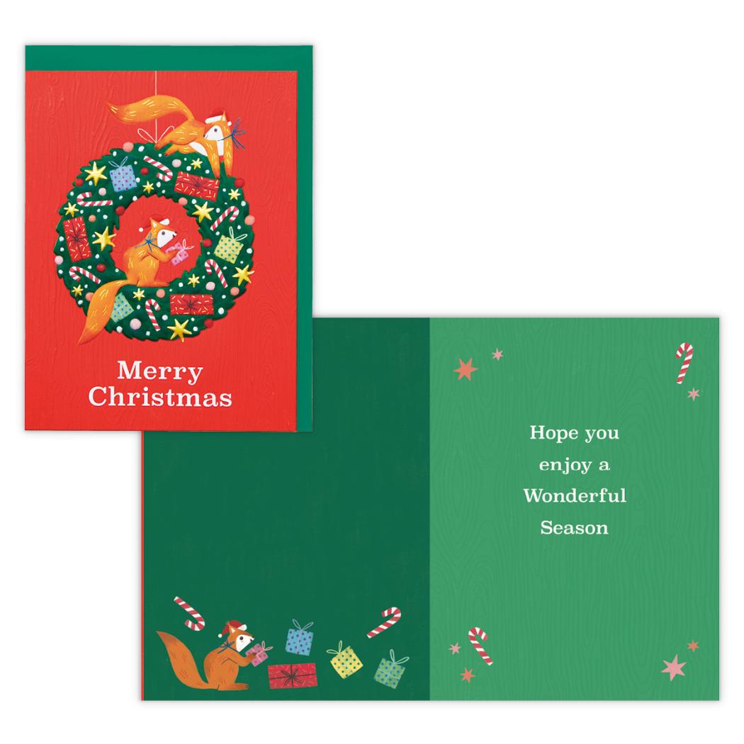 クリスマスカード 海外デザインカード リスとリース 日本ホールマーク Xmas メッセージカード グッズ メール便可 シネマコレクション