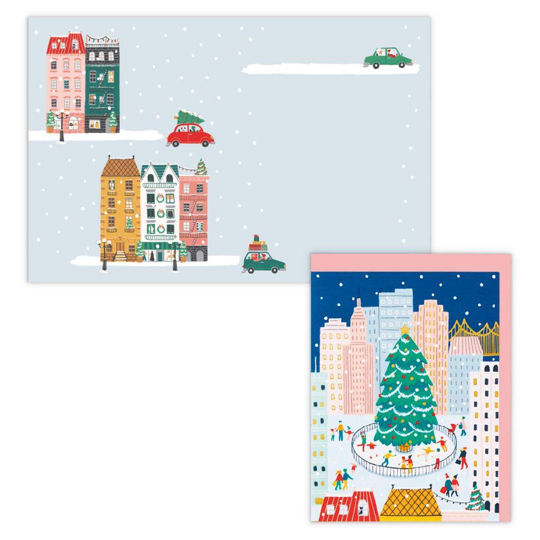 クリスマスカード 海外デザインカード カラフルクリスマスタウン 日本ホールマーク Xmas メッセージカード グッズ メール便可 シネマコレクション