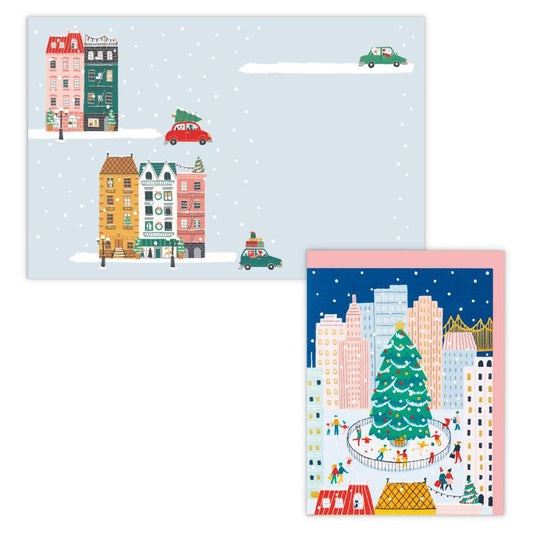 クリスマスカード 海外デザインカード カラフルクリスマスタウン 日本ホールマーク Xmas メッセージカード グッズ メール便可 シネマコレクション